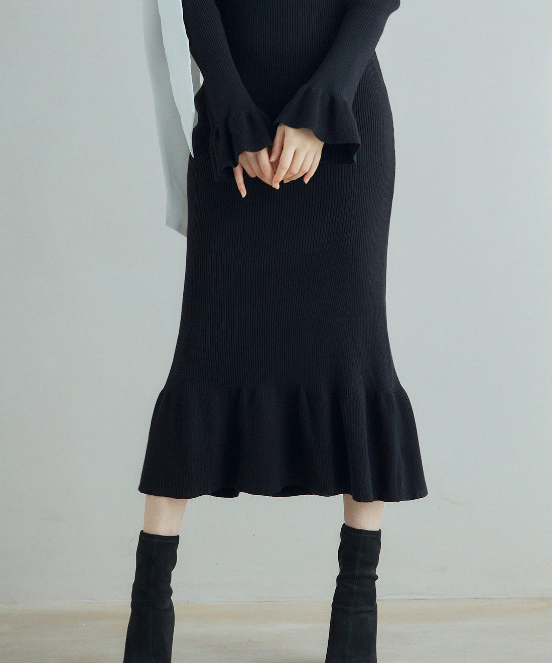 Ribbon Mixed-Material Knit Dress OEM ODM reference 8 - additional view 8