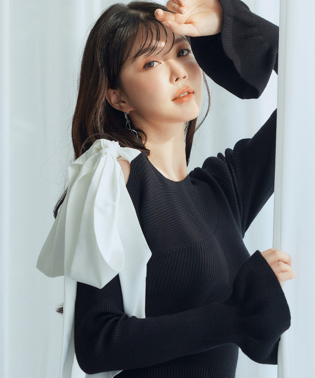 Ribbon Mixed-Material Knit Dress OEM ODM reference 9 - additional view 9