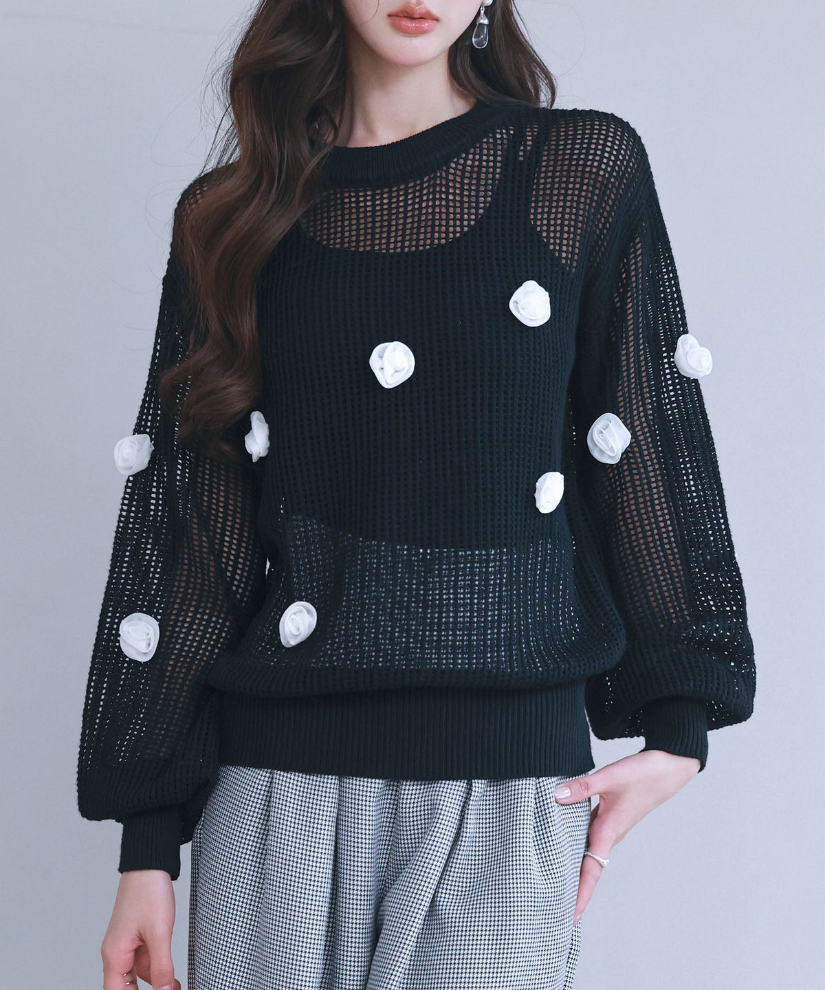 Motif Openwork Knit Pullover OEM ODM reference 1