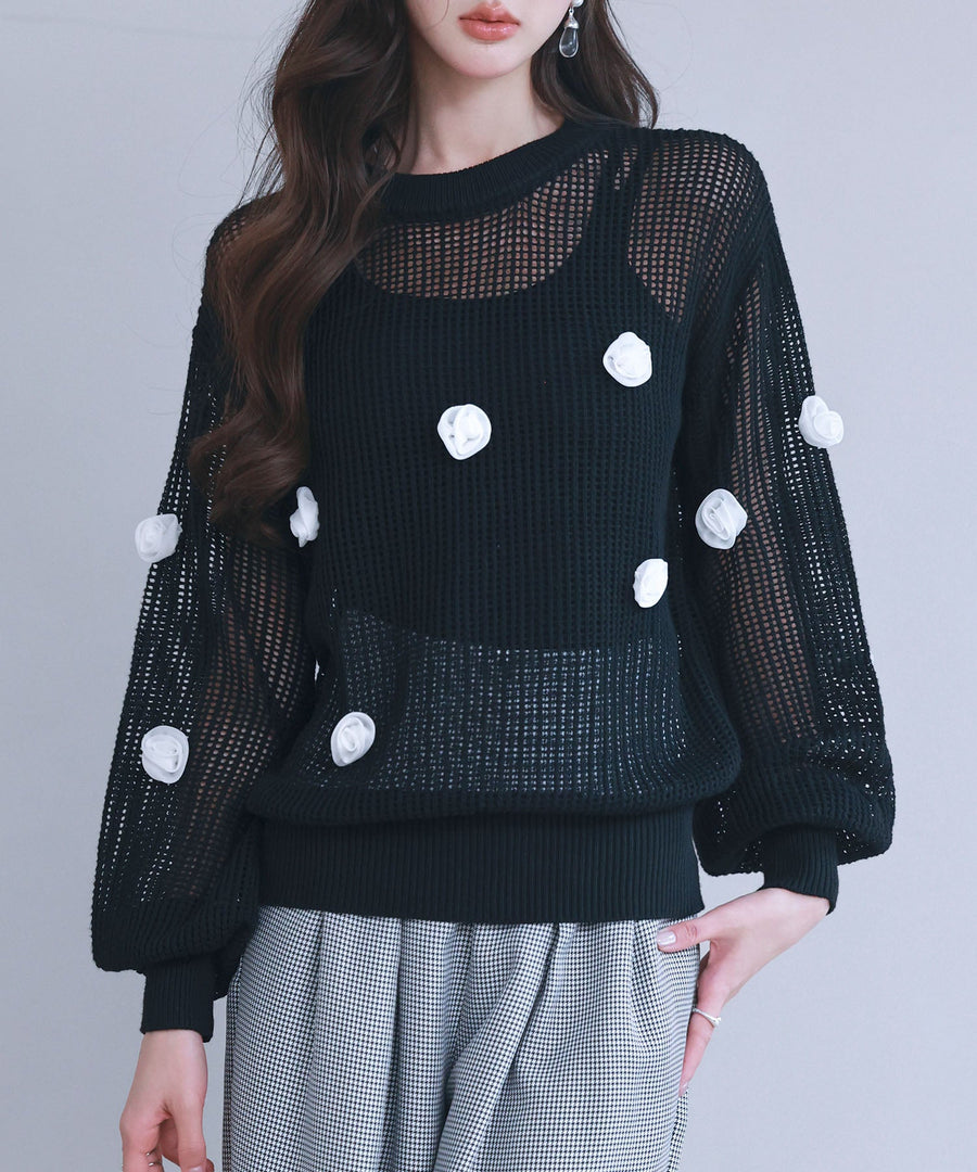 Motif Openwork Knit Pullover OEM ODM reference 1