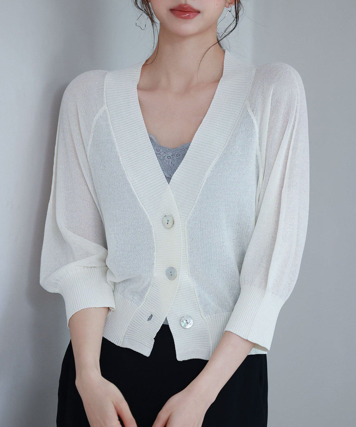 Raglan-Sleeve V-Neck Cardigan OEM ODM reference 1