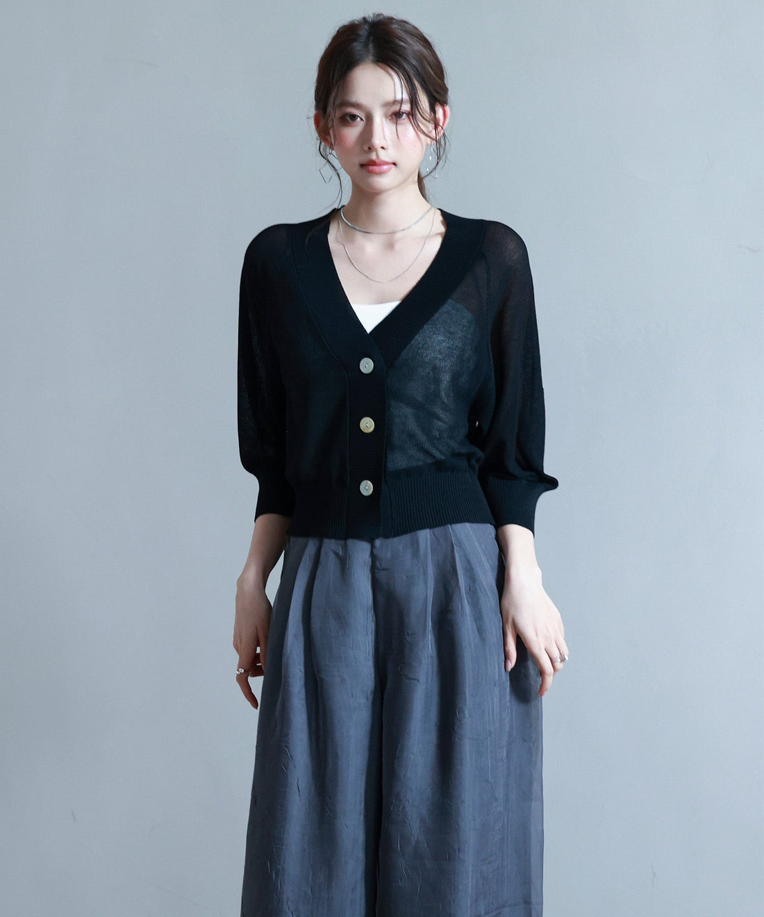 Raglan-Sleeve V-Neck Cardigan OEM ODM reference 14 - additional view 14