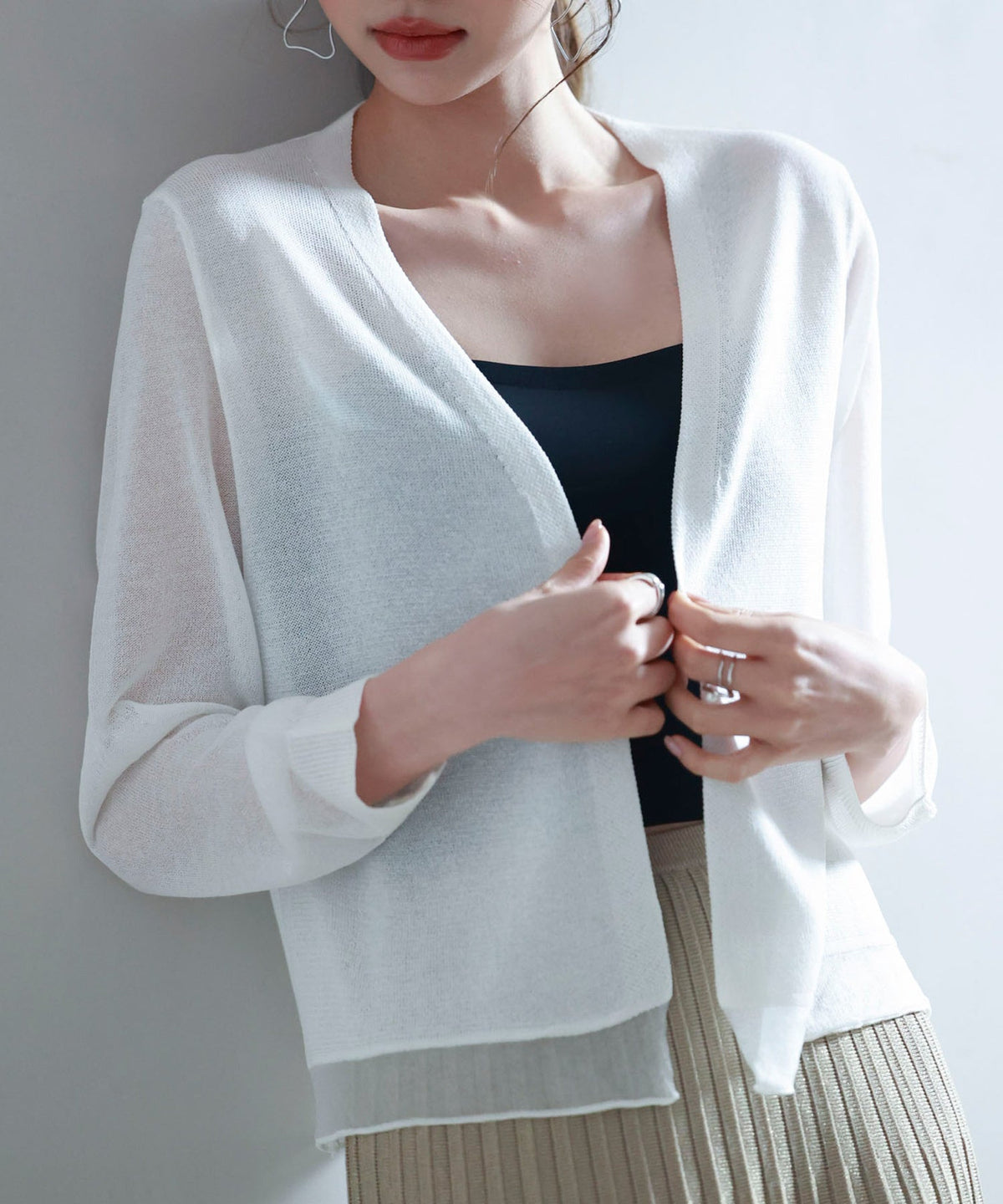 Sheer-Hem Summer Knit Cardigan OEM ODM reference 1