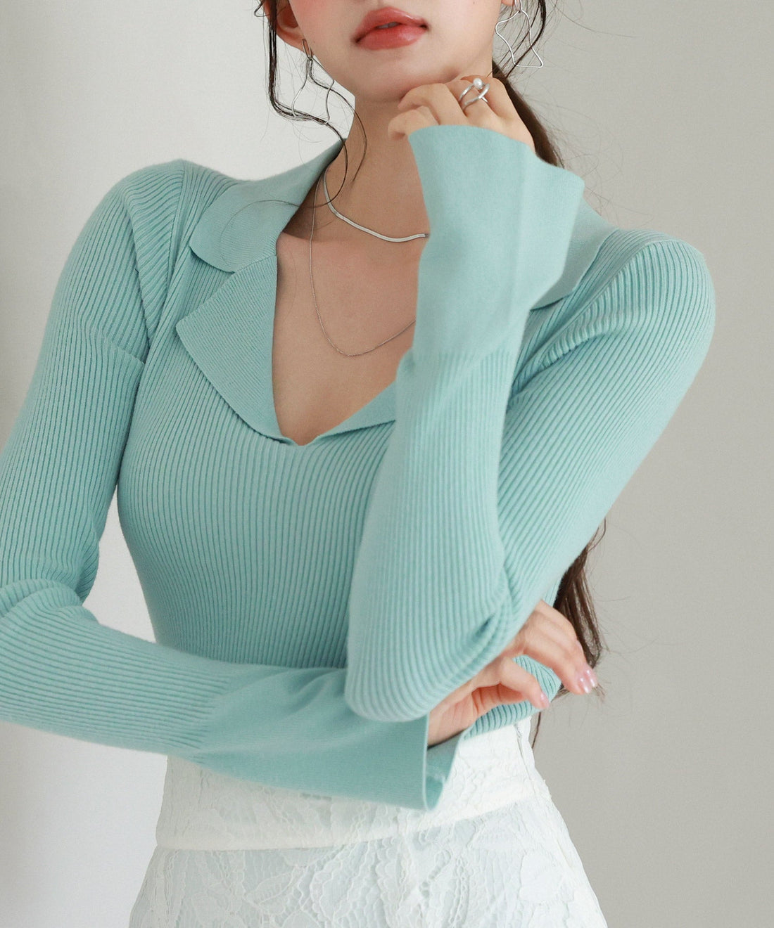 Rib-Knit Polo-Neck Pullover OEM ODM reference 14 - additional view 14