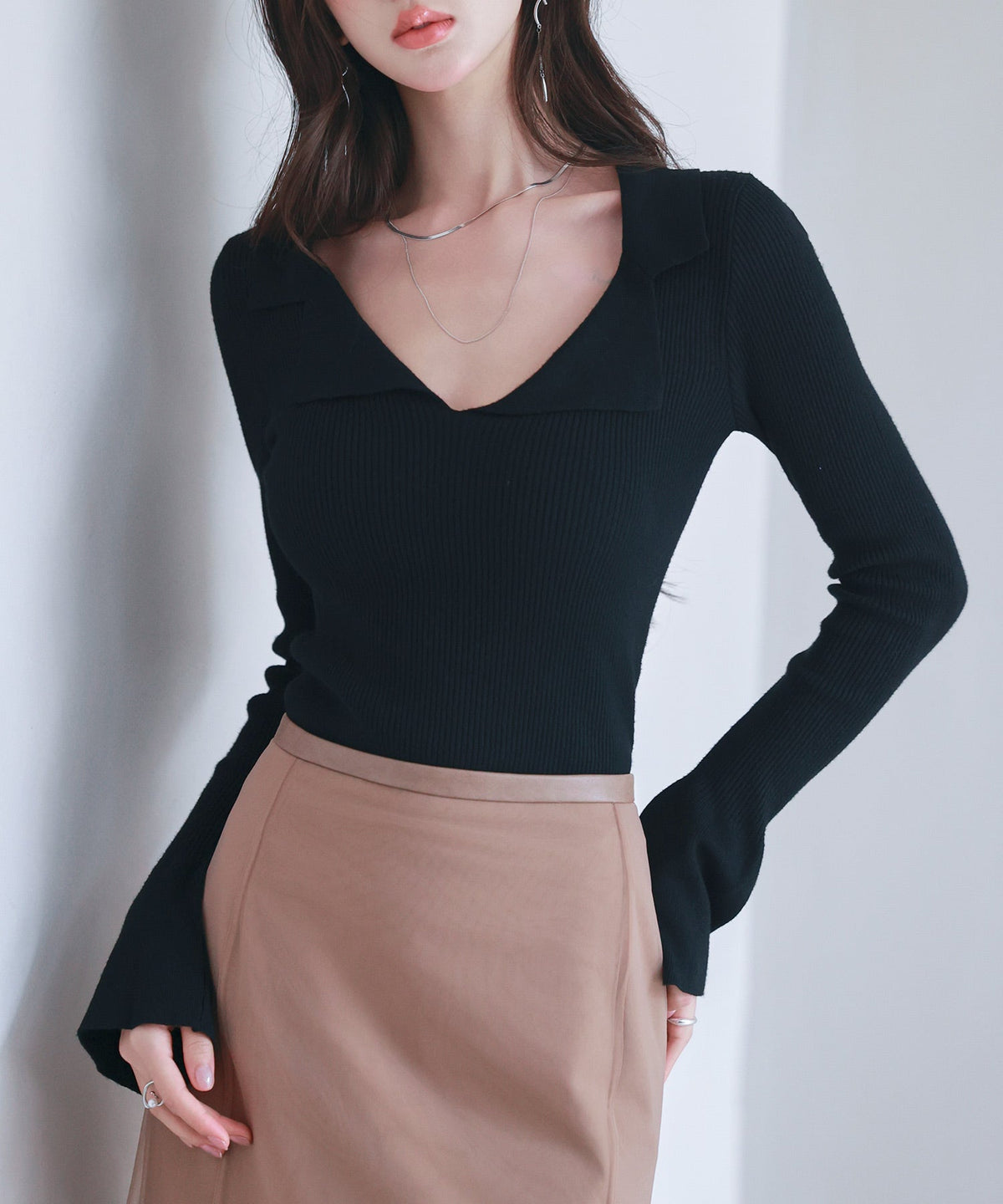 Rib-Knit Polo-Neck Pullover OEM ODM reference 1