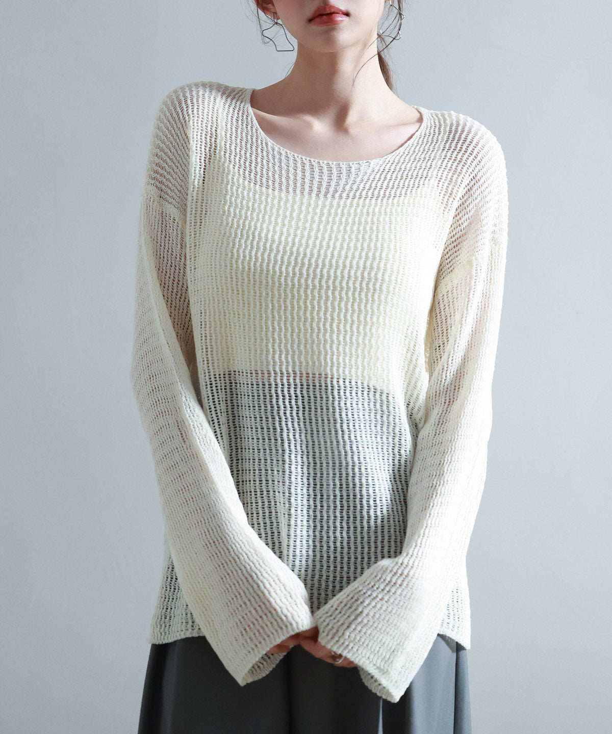 Openwork Oversized Knit Pullover OEM ODM reference 1