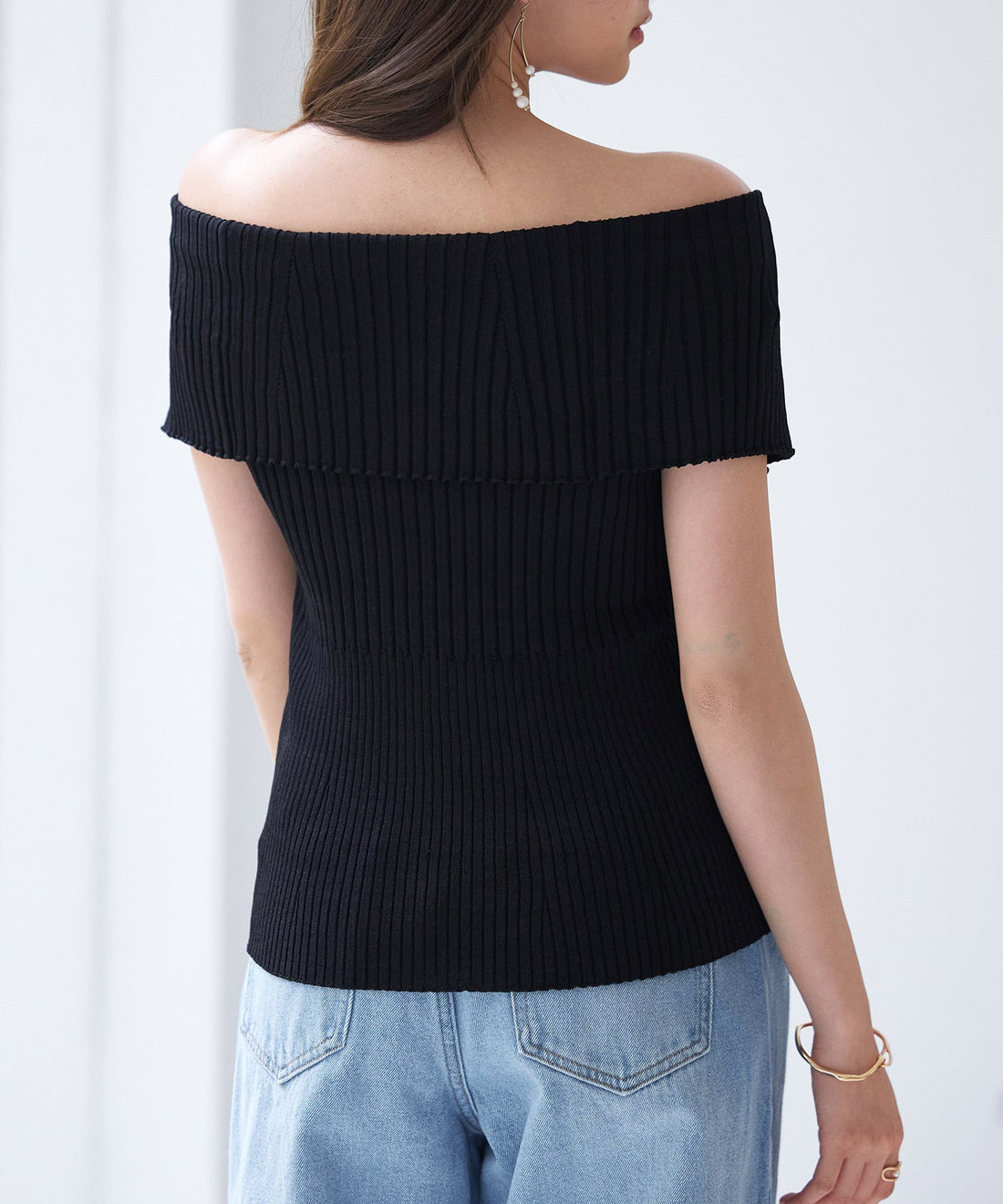 Double-Zip Off-Shoulder Knit Top OEM ODM reference 12 - additional view 12