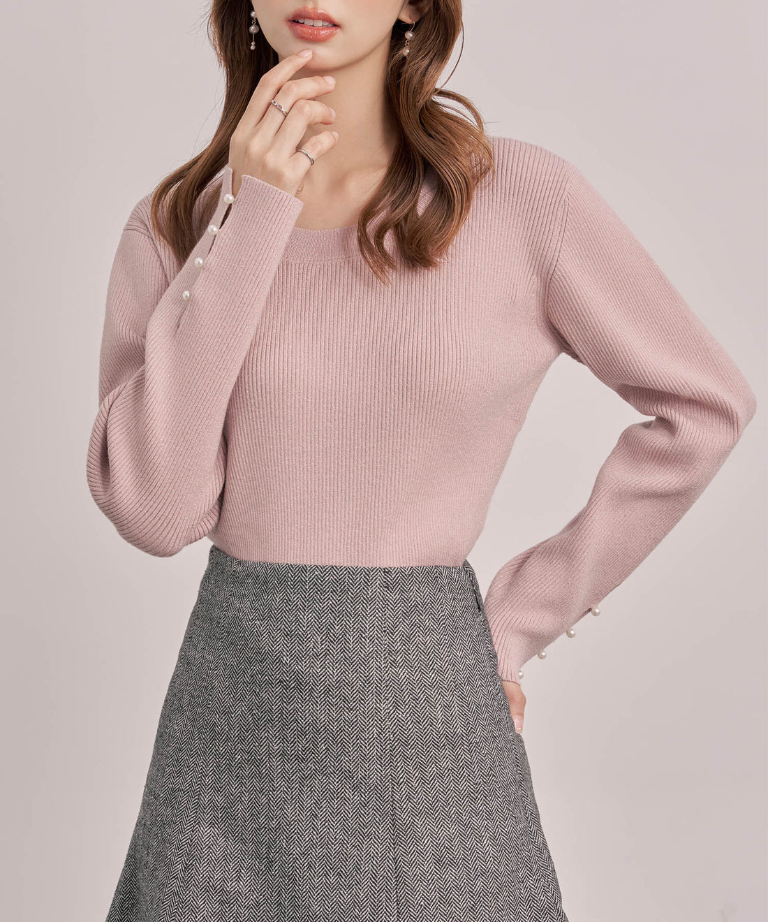 Metallic Jewel-Neck Knit Top OEM ODM reference 10 - additional view 10