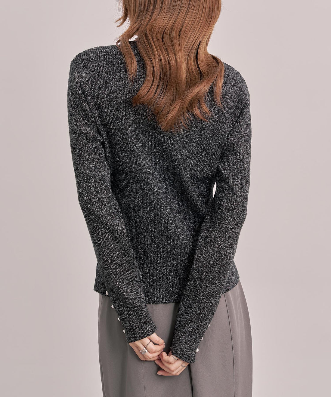 Metallic Jewel-Neck Knit Top OEM ODM reference 13 - additional view 13