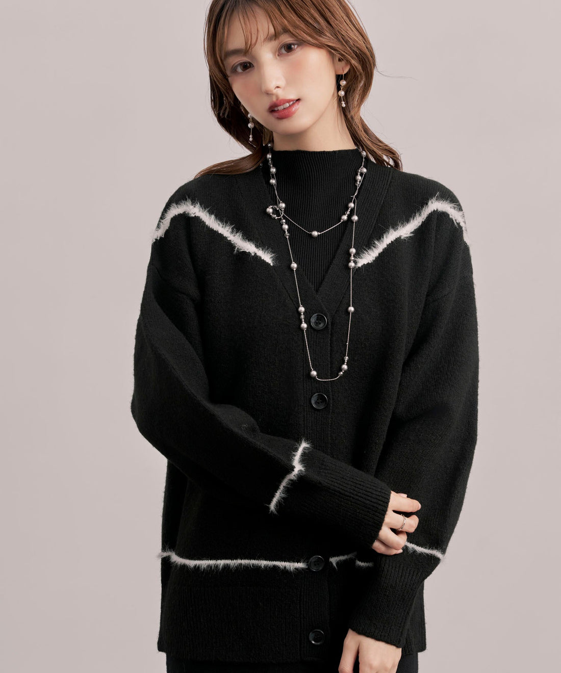 Contrast-Trim Long Knit Cardigan OEM ODM reference 9 - additional view 9