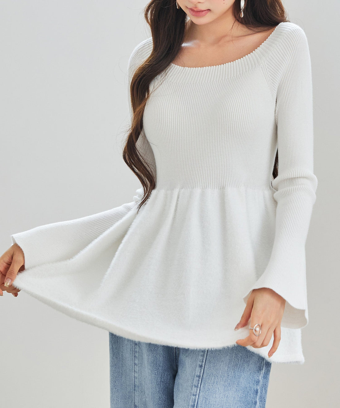 Voluminous Peplum Rib-Knit Top OEM ODM reference 11 - additional view 11