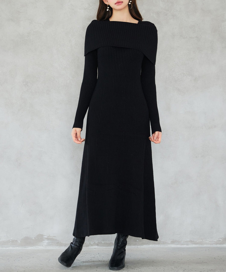 Off-Shoulder Long Knit Dress OEM ODM reference 1