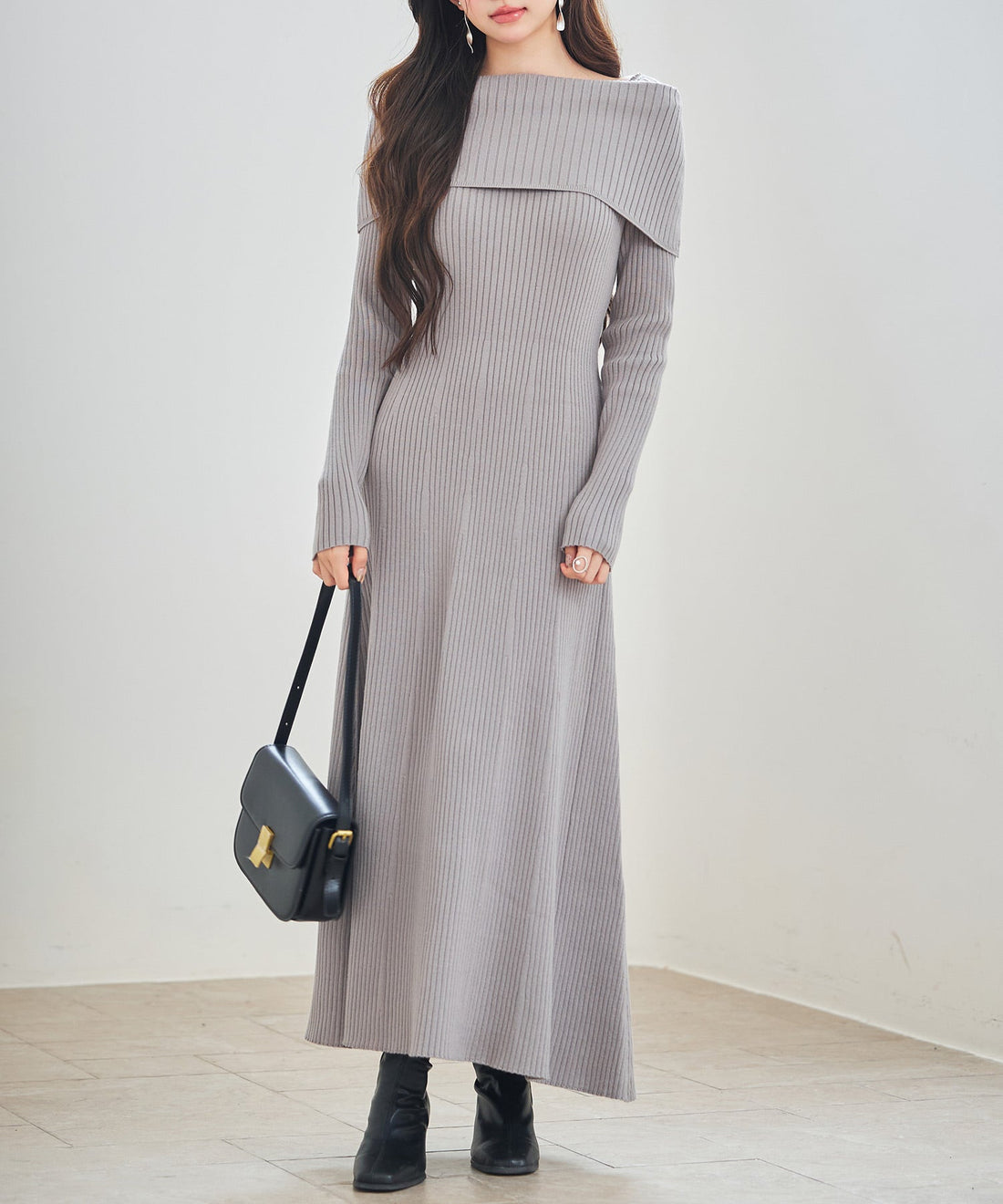 Off-Shoulder Long Knit Dress OEM ODM reference 11 - additional view 11