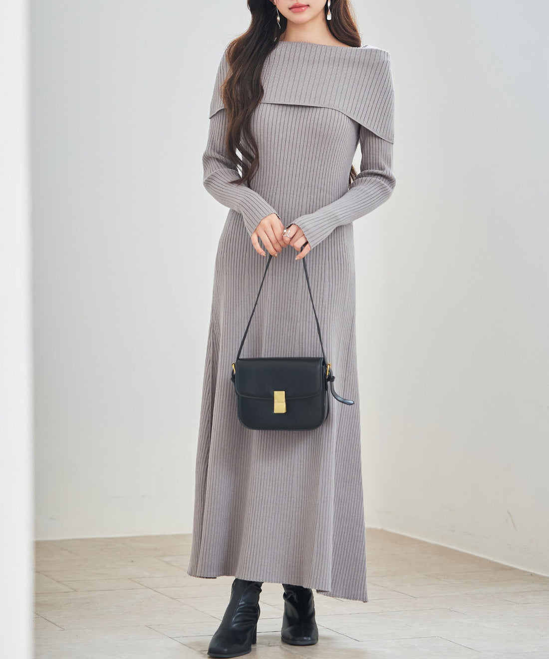 Off-Shoulder Long Knit Dress OEM ODM reference 14 - additional view 14
