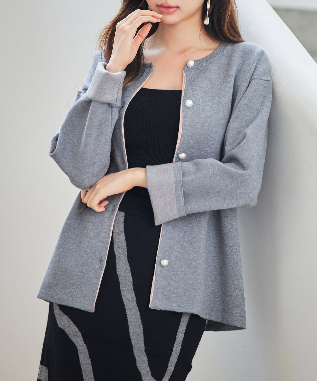 Two-Tone Jacquard Knit Cardigan OEM ODM reference 15 - additional view 15