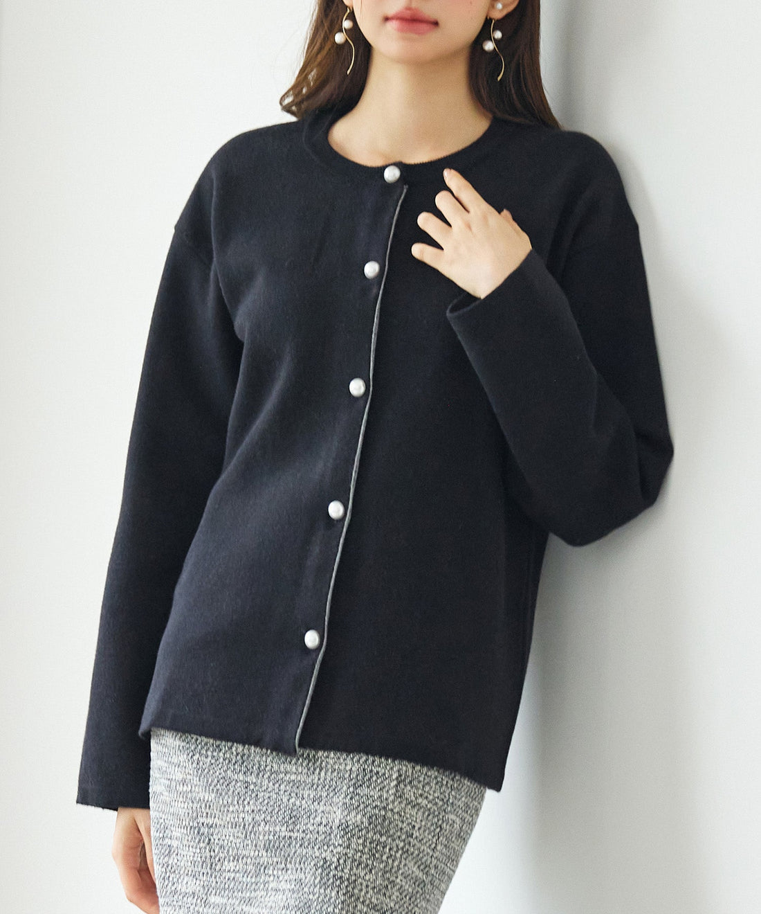 Two-Tone Jacquard Knit Cardigan OEM ODM reference 9 - additional view 9
