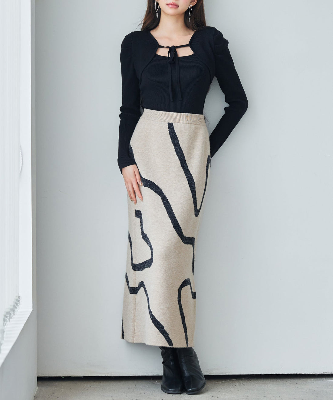 Zebra Jacquard Midi Knit Skirt OEM ODM reference 15 - additional view 15