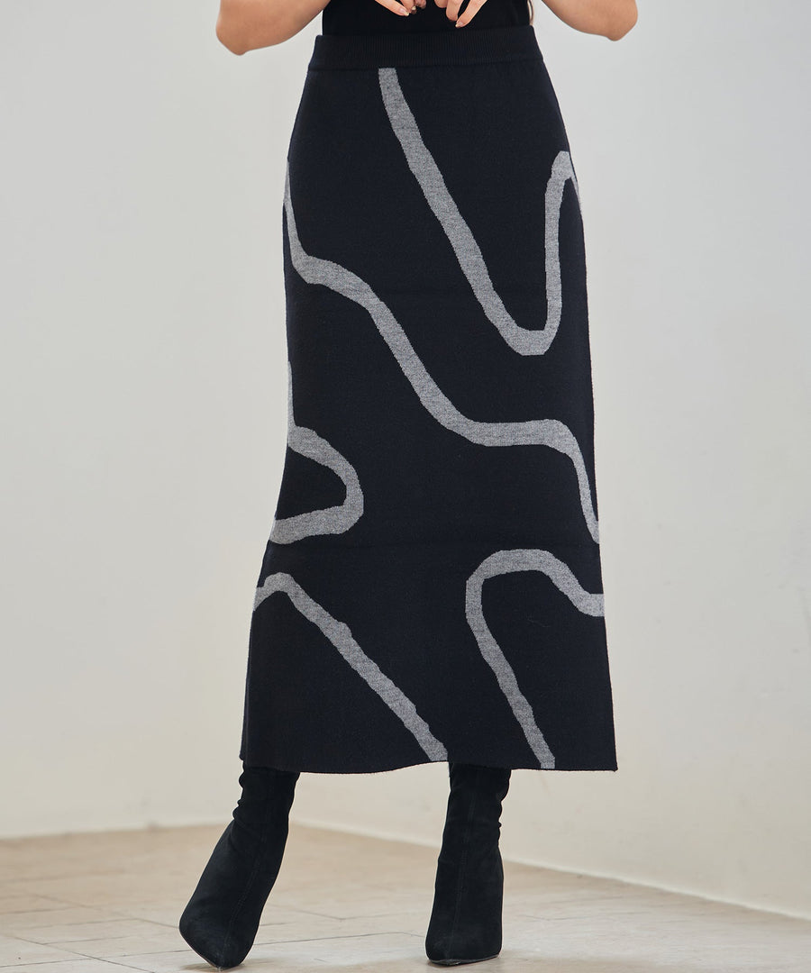 Zebra Jacquard Midi Knit Skirt OEM ODM reference 1