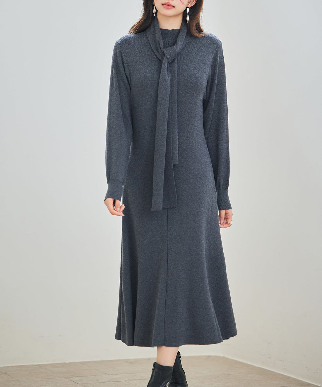 Midi Knit Dress with Matching Scarf OEM ODM reference 14 - additional view 14