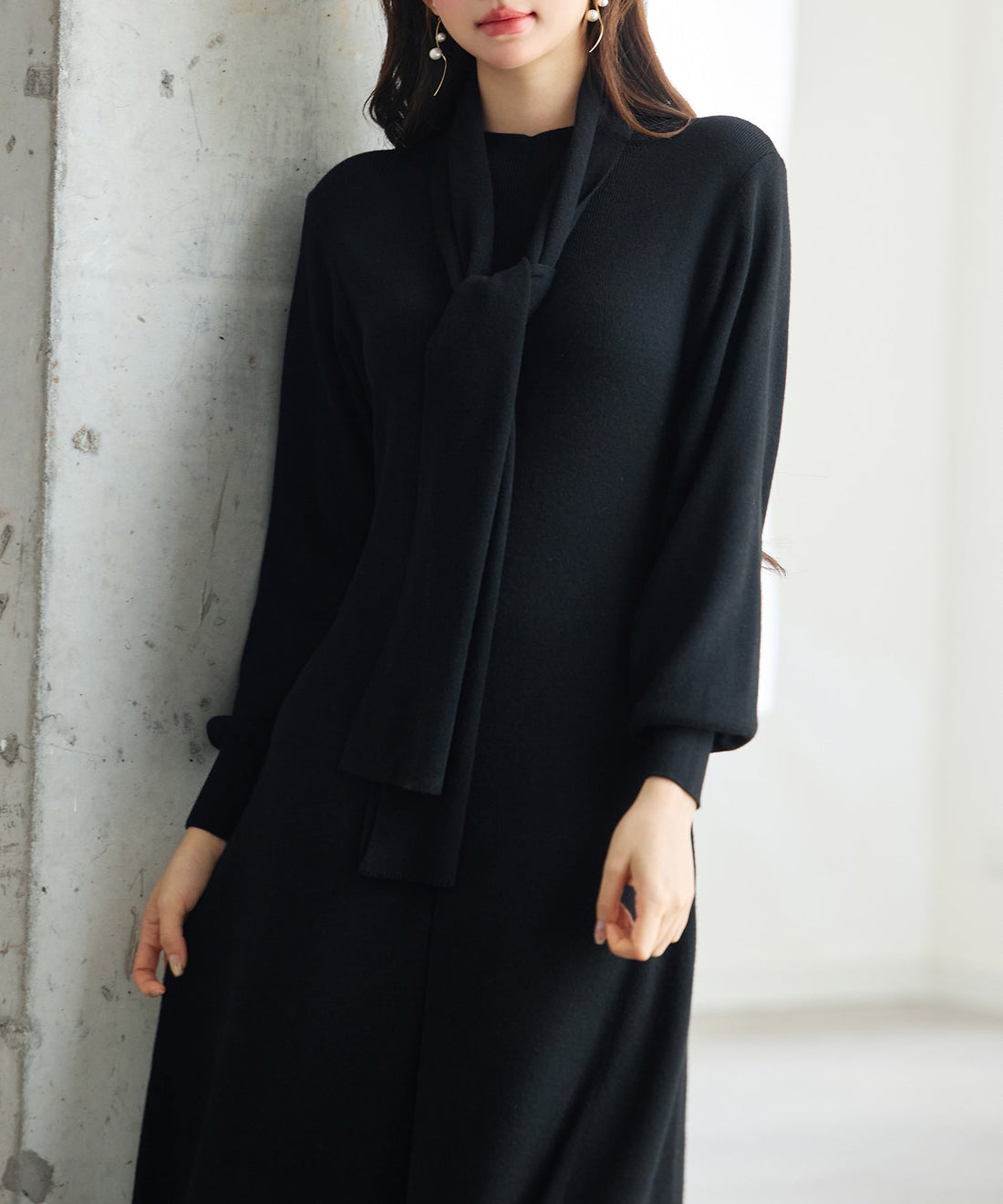 Midi Knit Dress with Matching Scarf OEM ODM reference 10 - additional view 10