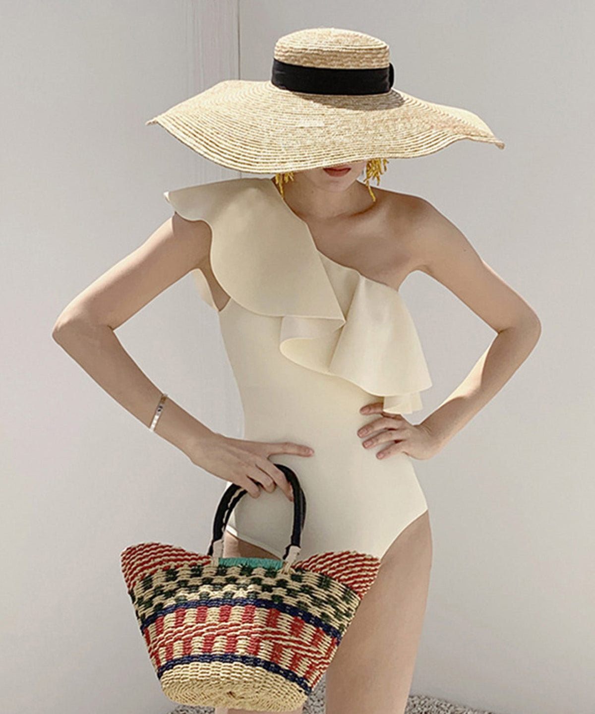 One-Shoulder Ruffle Swimsuit OEM ODM reference 1