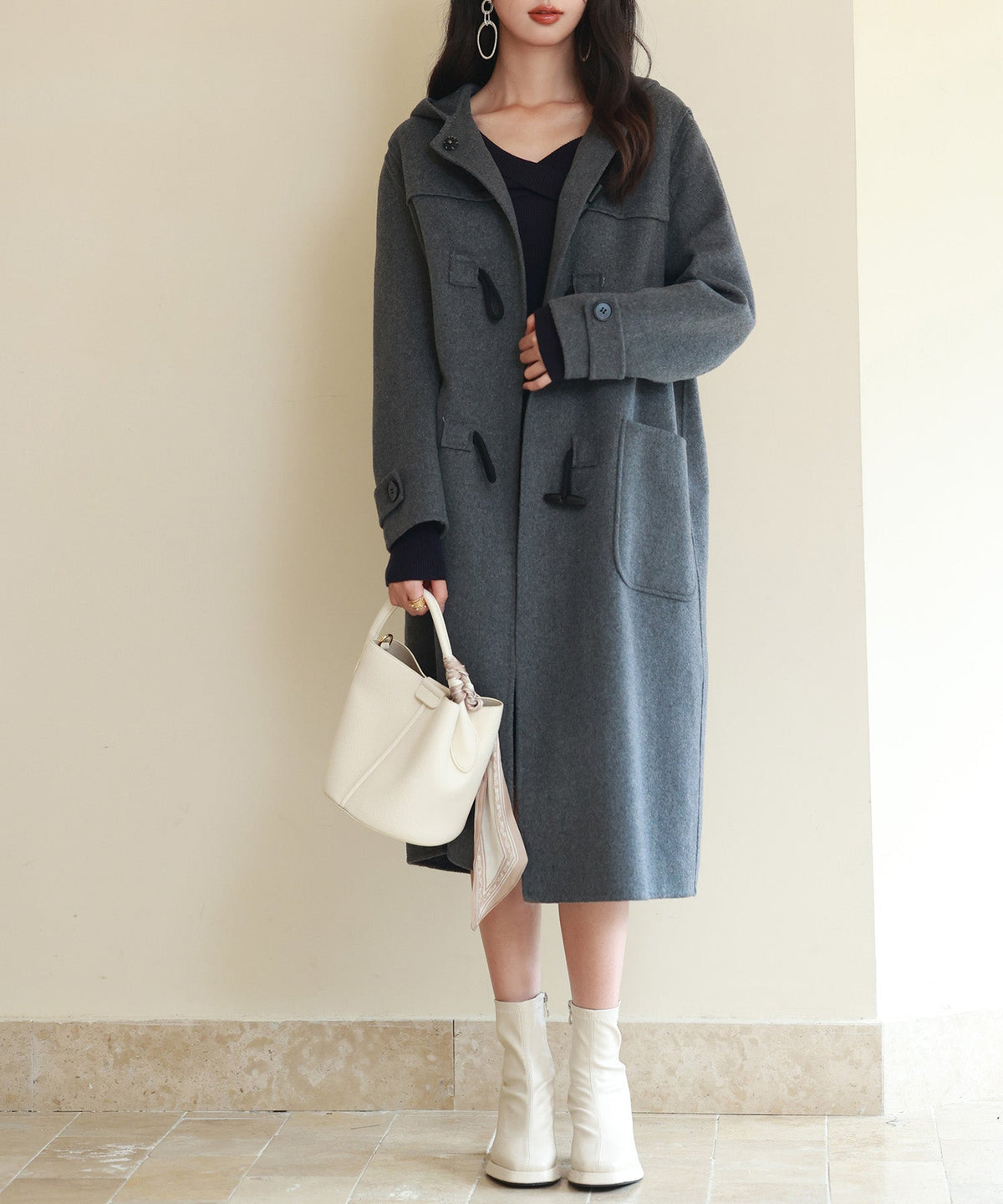 Hooded Long Coat with Toggle Fastenings OEM ODM reference 1