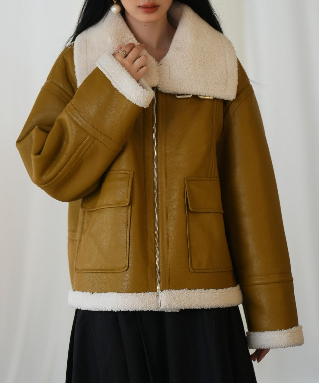 Faux-Leather Shearling Jacket OEM ODM reference 11 - additional view 11