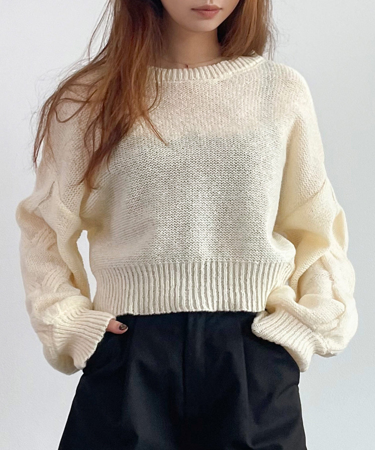 Reverse-Stockinette Cropped Knit Top OEM ODM reference 1
