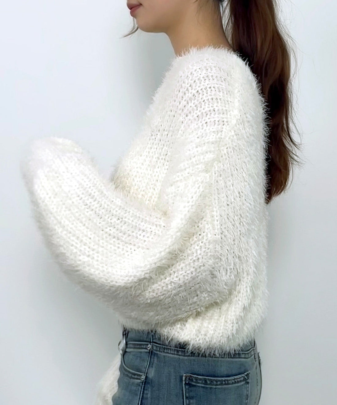Lustrous Feather-Yarn Cropped Knit Top OEM ODM reference 9 - additional view 9