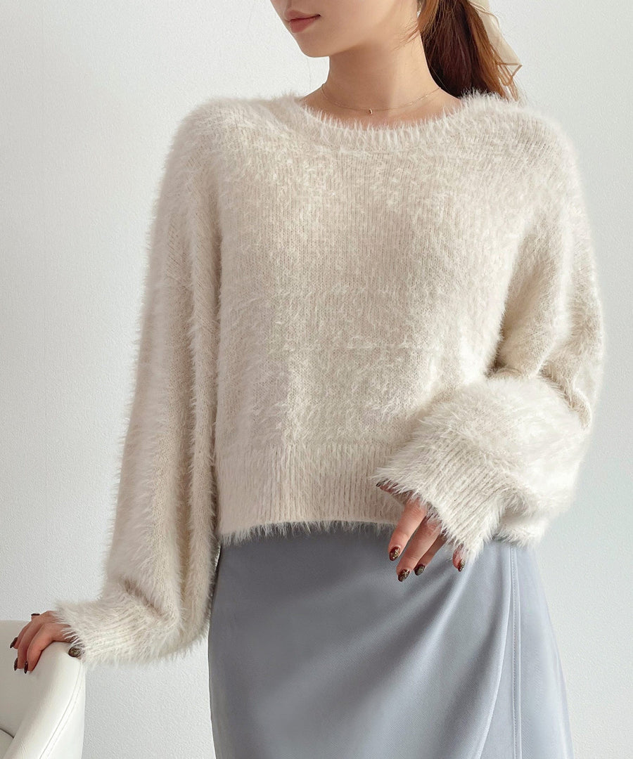 Shaggy Crew-Neck Knit Pullover OEM ODM reference 1