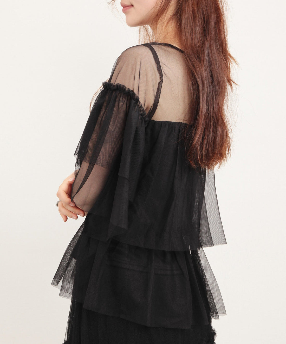 Three-Quarter-Sleeve Tiered Tulle Blouse OEM ODM reference 10 - additional view 10