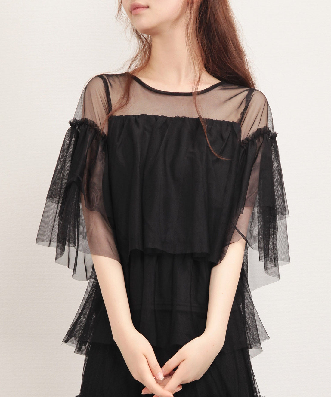 Three-Quarter-Sleeve Tiered Tulle Blouse OEM ODM reference 13 - additional view 13