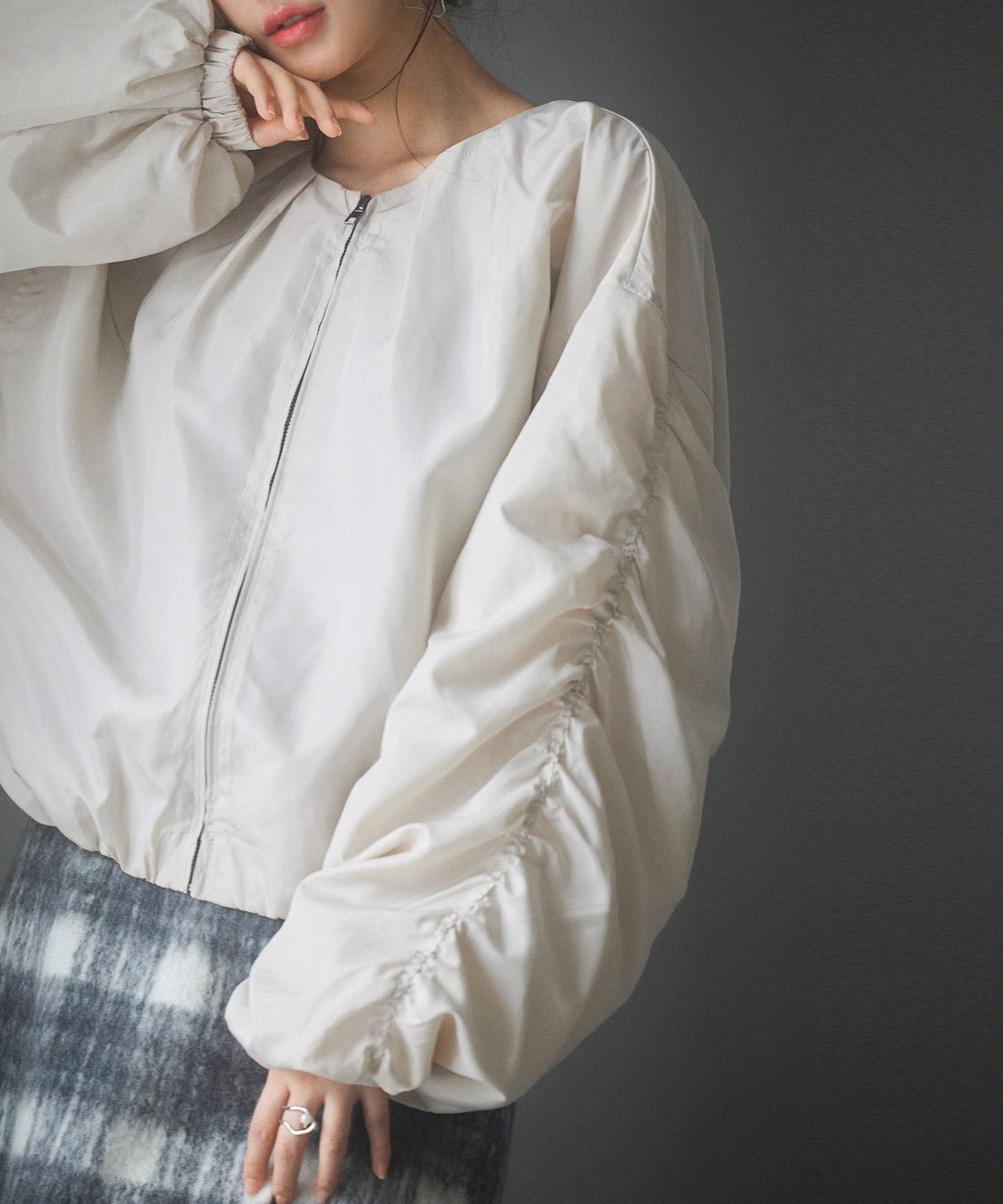 Collarless Gathered-Sleeve Blouson OEM ODM reference 10 - additional view 10