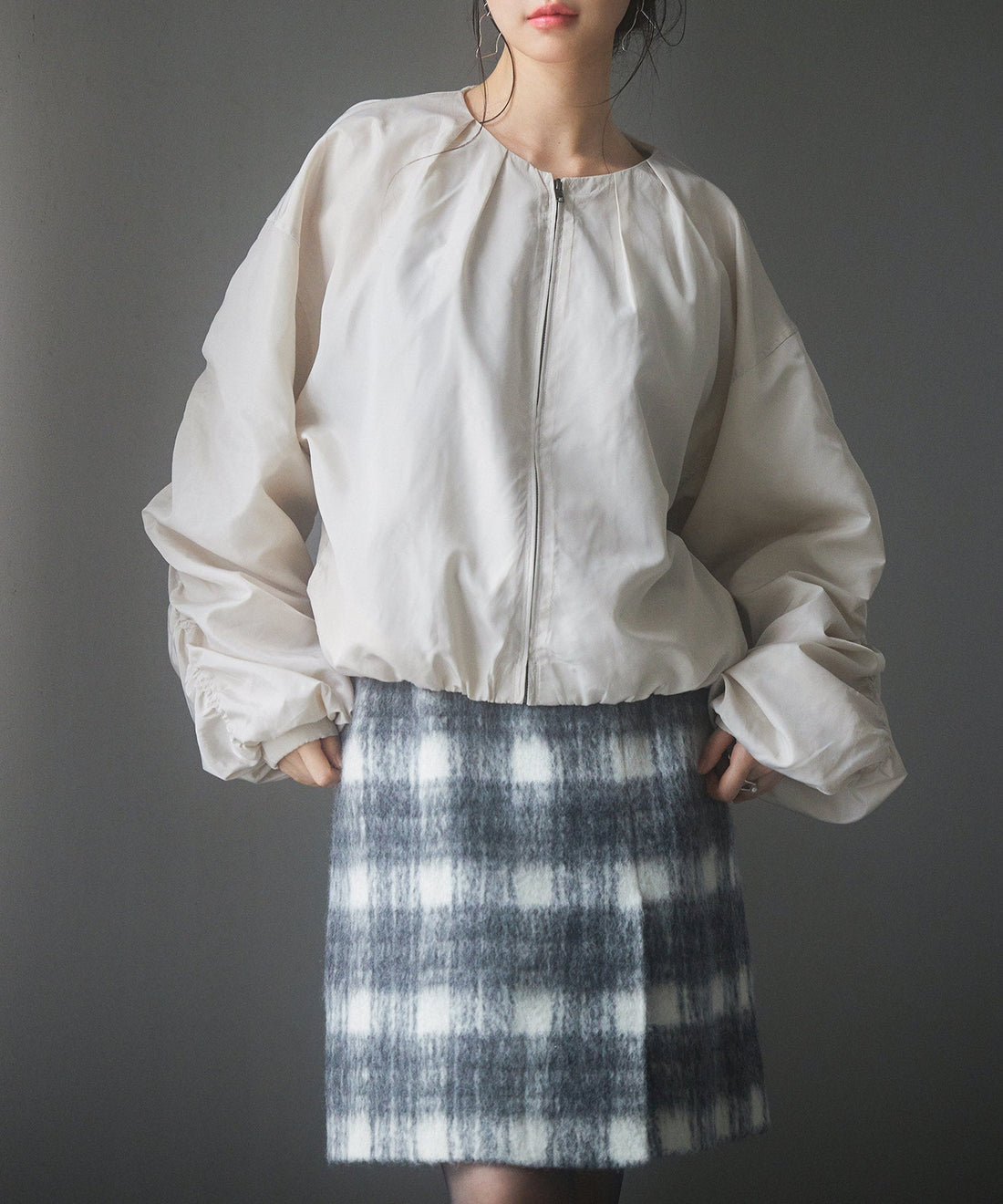Collarless Gathered-Sleeve Blouson OEM ODM reference 9 - additional view 9