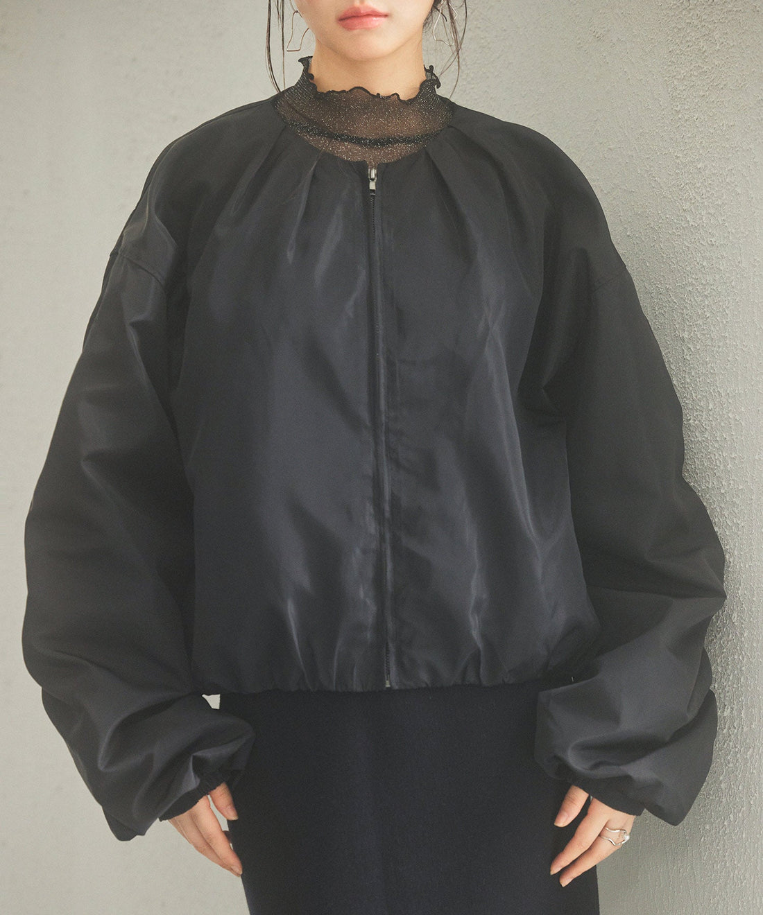 Collarless Gathered-Sleeve Blouson OEM ODM reference 14 - additional view 14