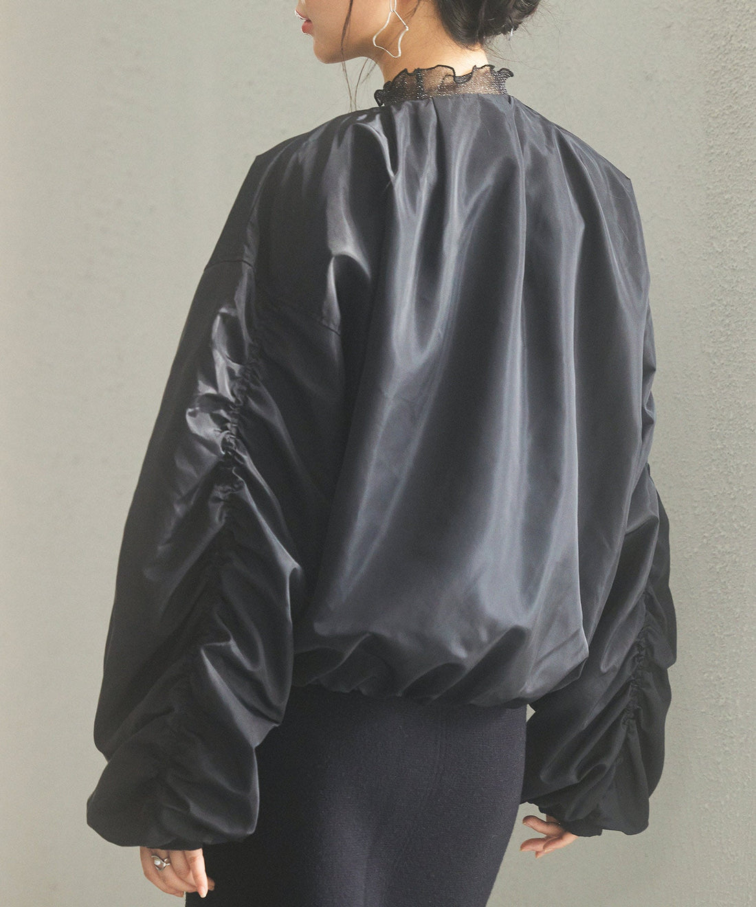 Collarless Gathered-Sleeve Blouson OEM ODM reference 15 - additional view 15