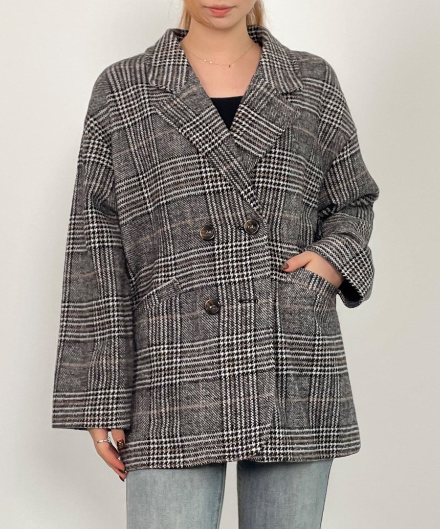 Check-Pattern Mid-Length Jacket OEM ODM reference 1