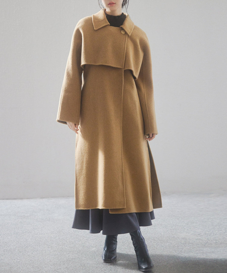 Wool-Blend Belted Yoke Coat OEM ODM reference 1