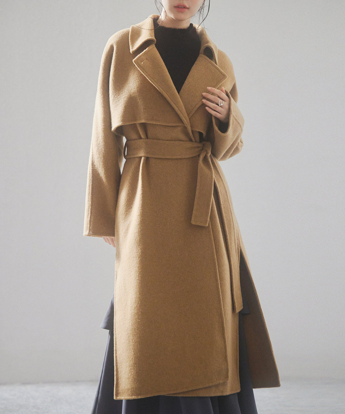 Wool-Blend Belted Yoke Coat OEM ODM reference 9 - additional view 9