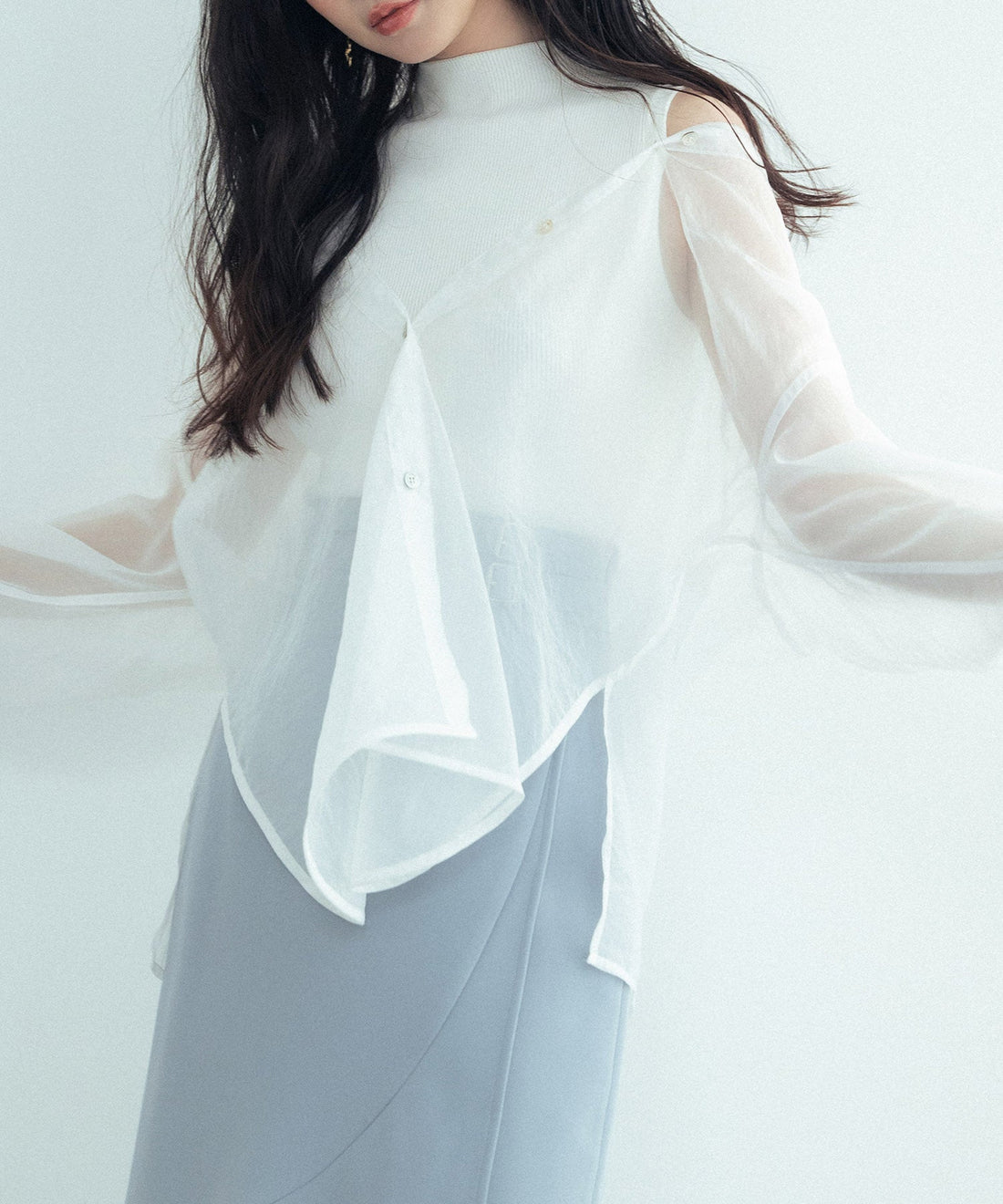 Sheer Shirt and Sleeveless Knit Two-Piece Set OEM ODM reference 13 - additional view 13