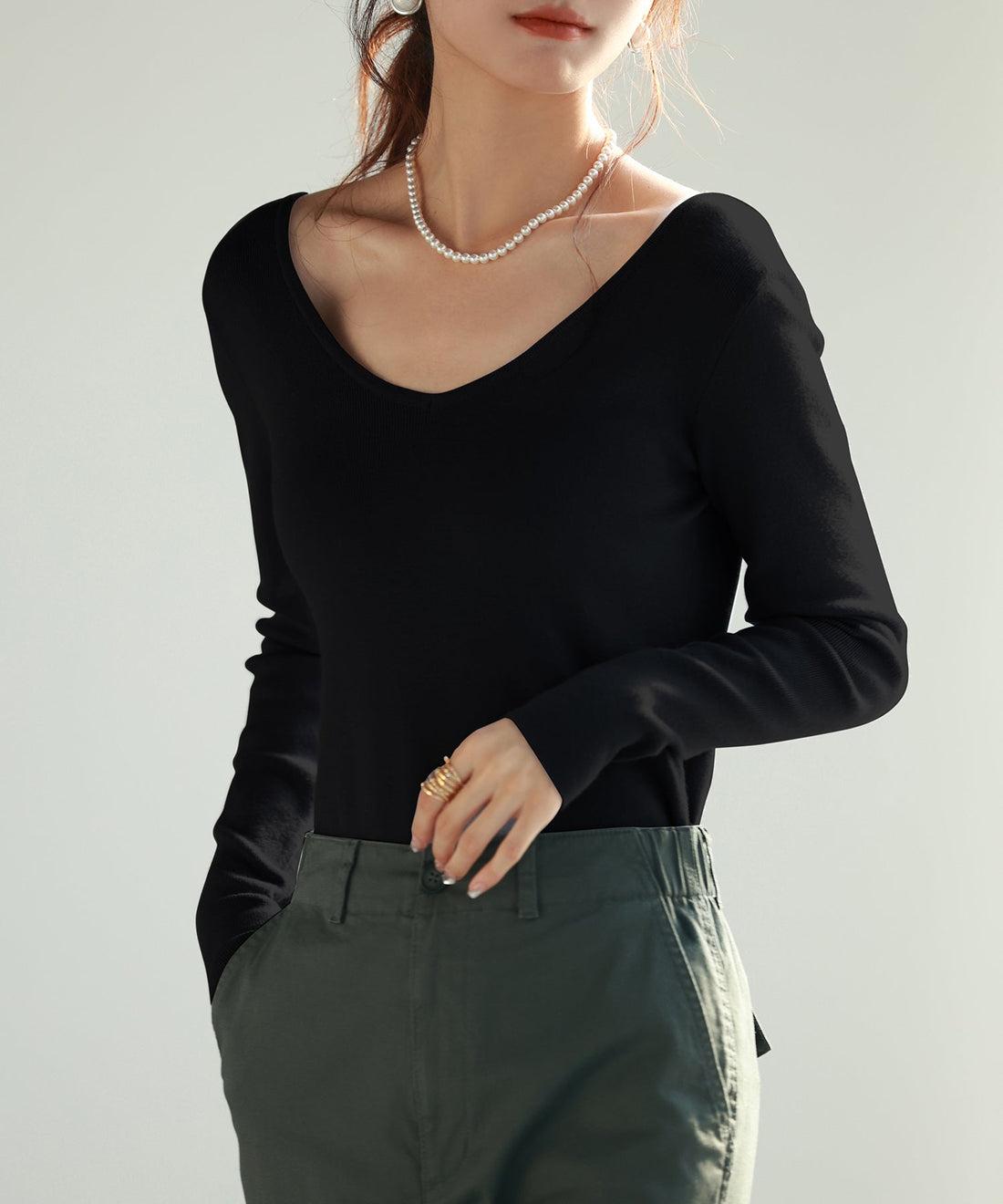Compact V-Neck Knit Pullover OEM ODM reference 12 - additional view 12