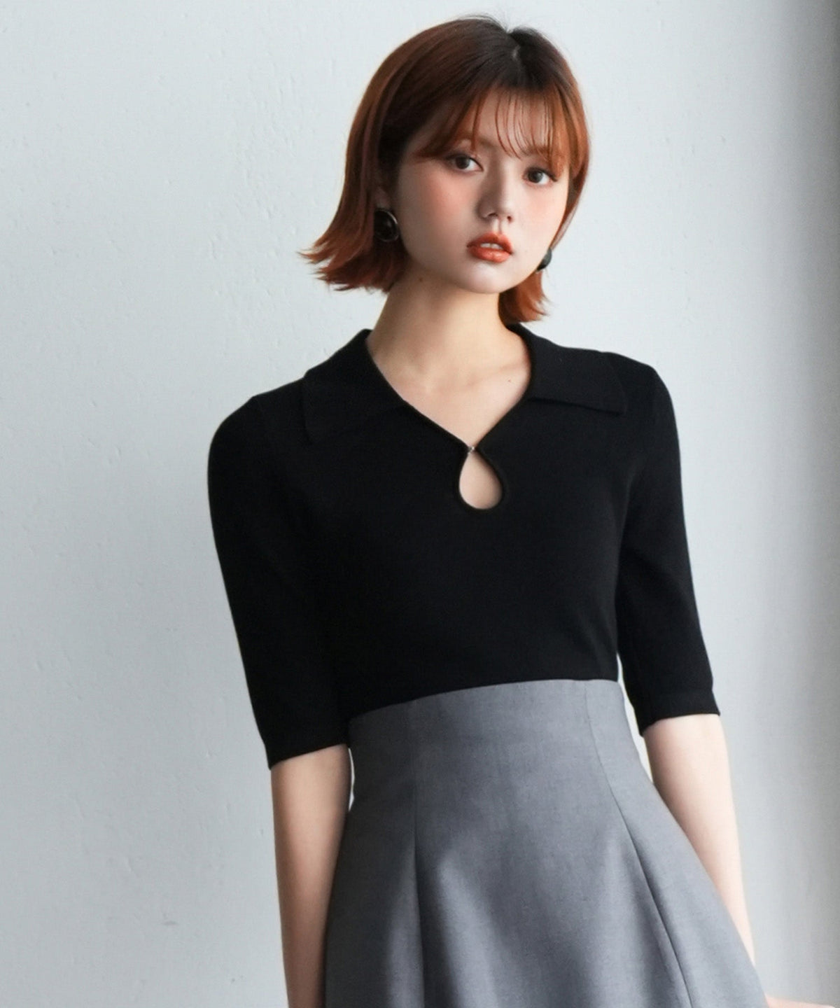 Cool-Touch Polo-Neck Half-Sleeve Knit Top OEM ODM reference 1