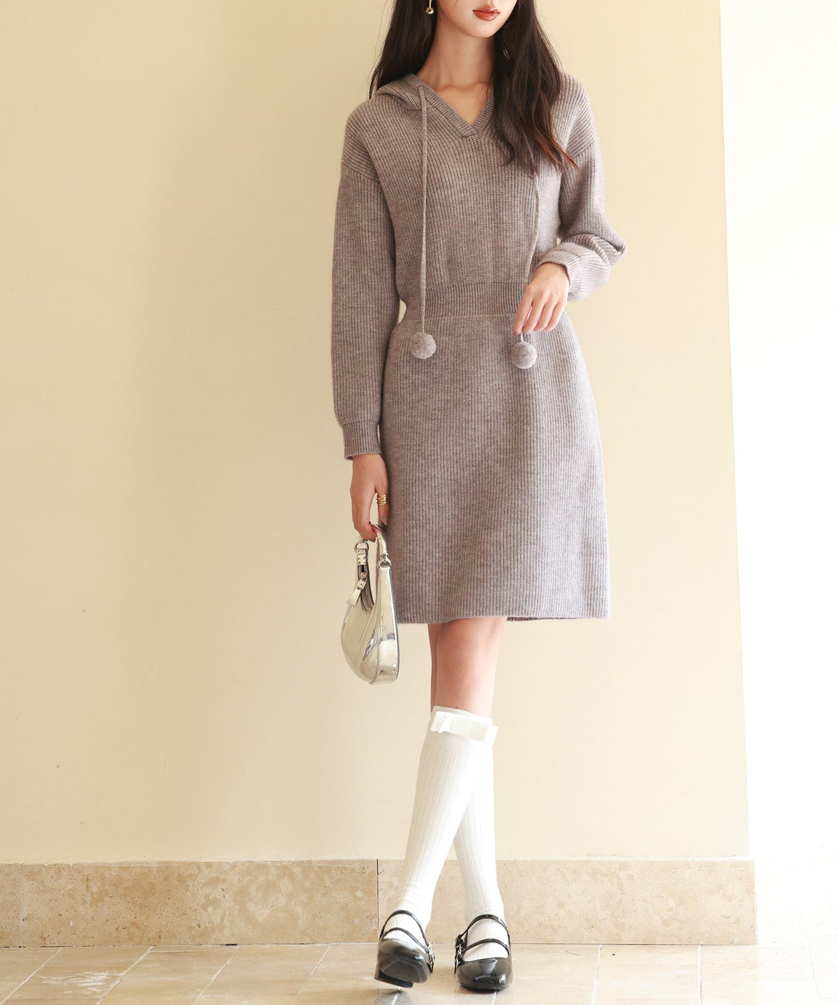 Hooded Knit Mini Dress OEM ODM reference 1