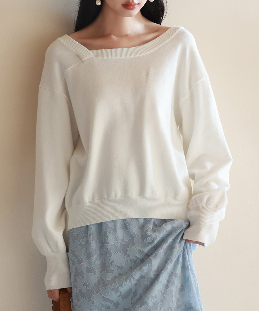 2-Way Asymmetric-Neck Knit Pullover OEM ODM reference 1