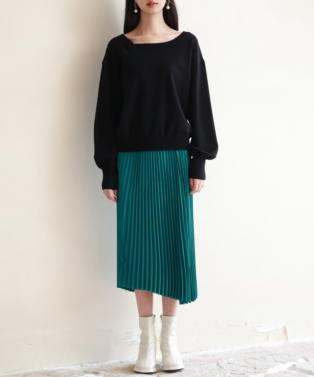 2-Way Asymmetric-Neck Knit Pullover OEM ODM reference 15 - additional view 15