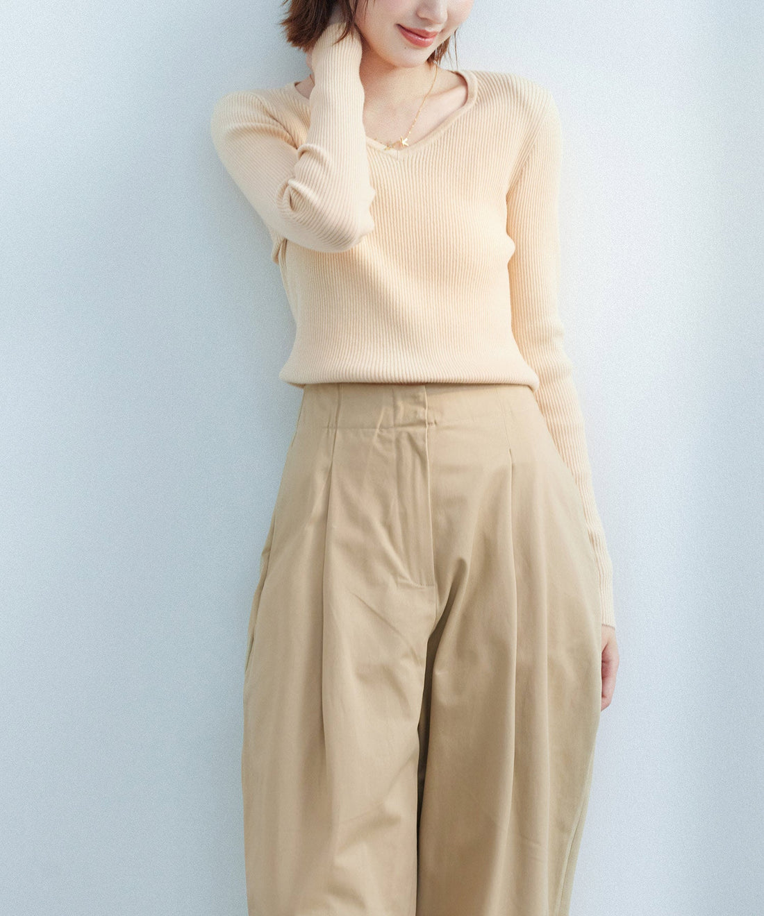 Rib-Knit V-Neck Pullover OEM ODM reference 8 - additional view 8