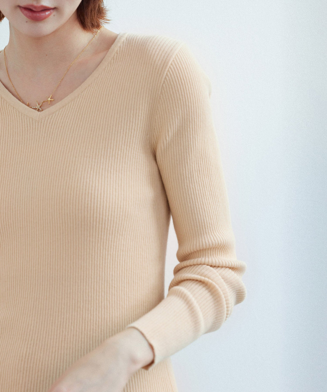 Rib-Knit V-Neck Pullover OEM ODM reference 9 - additional view 9