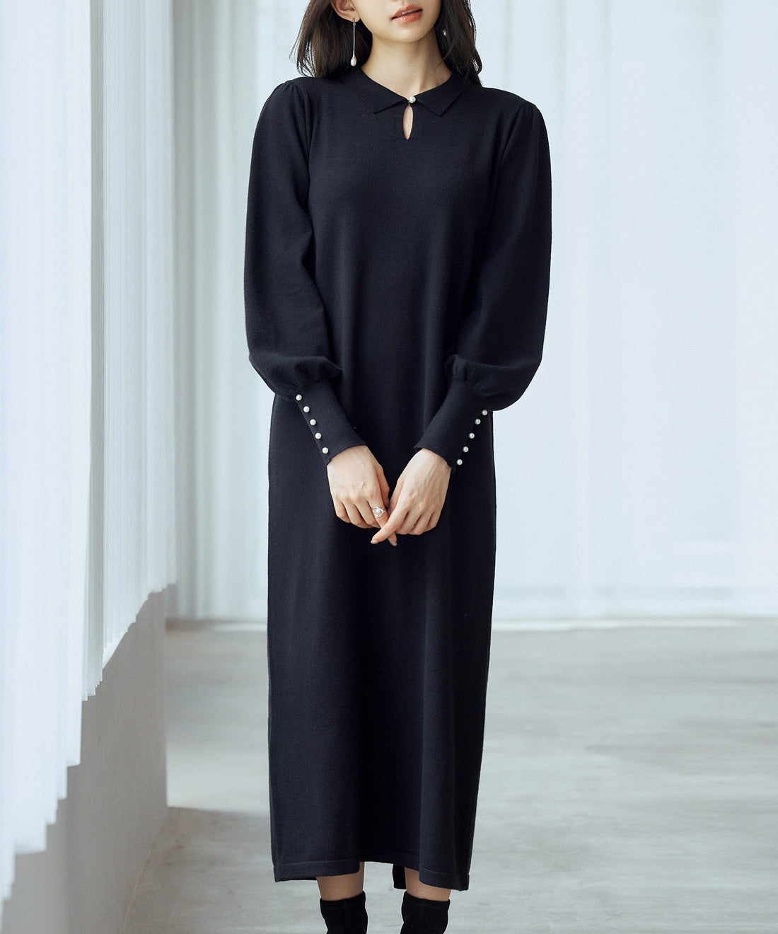 Shirt-Collar Mutton-Sleeve Midi Dress OEM ODM reference 9 - additional view 9