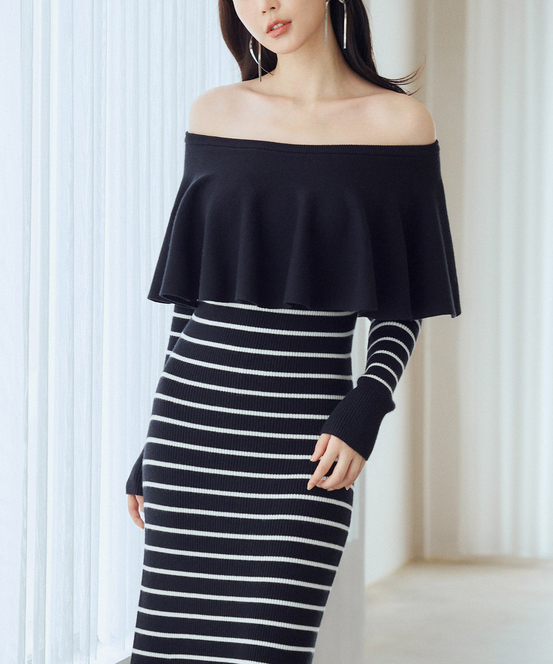 2-Way Cape-Collar Knit Dress OEM ODM reference 14 - additional view 14