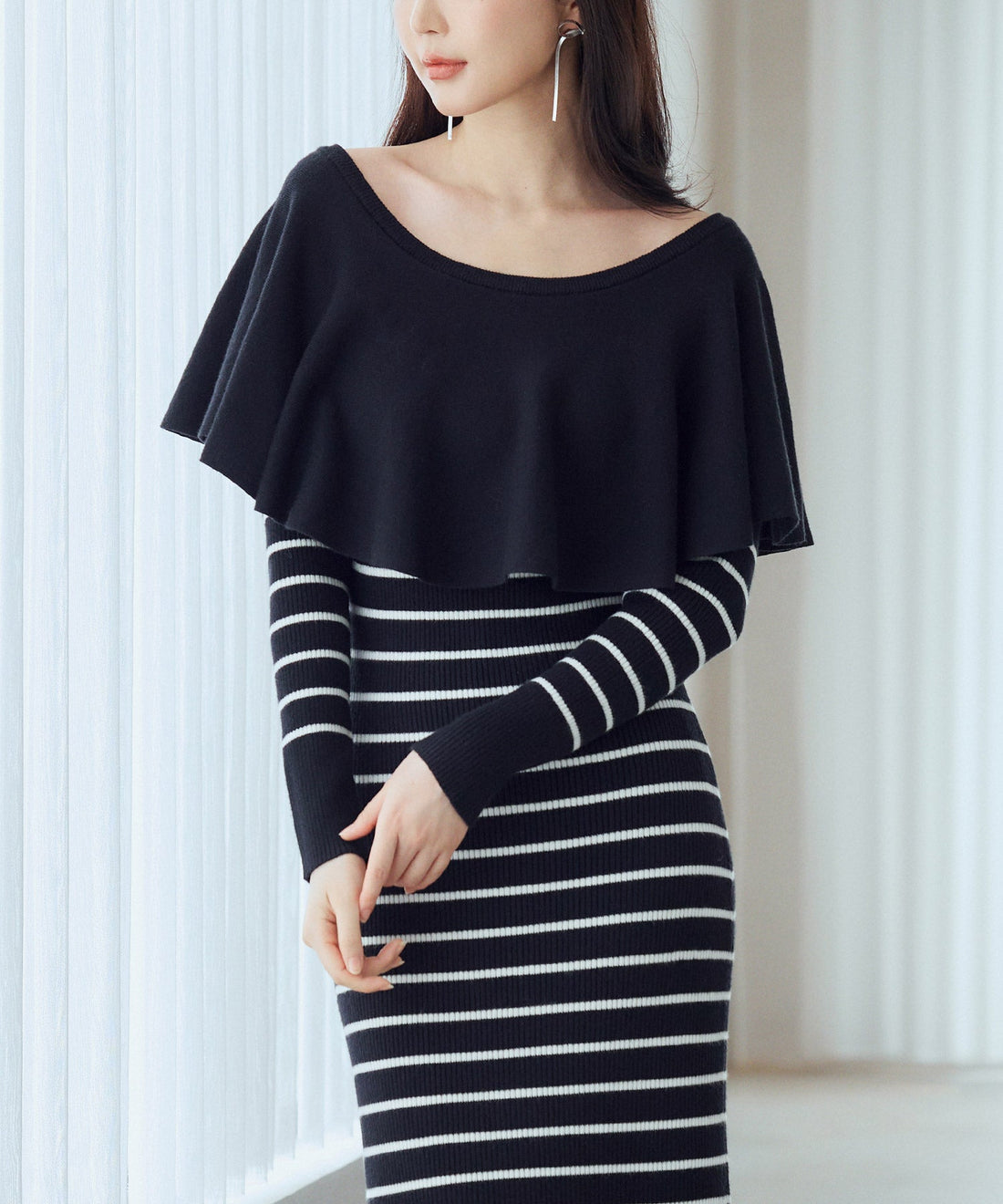 2-Way Cape-Collar Knit Dress OEM ODM reference 15 - additional view 15